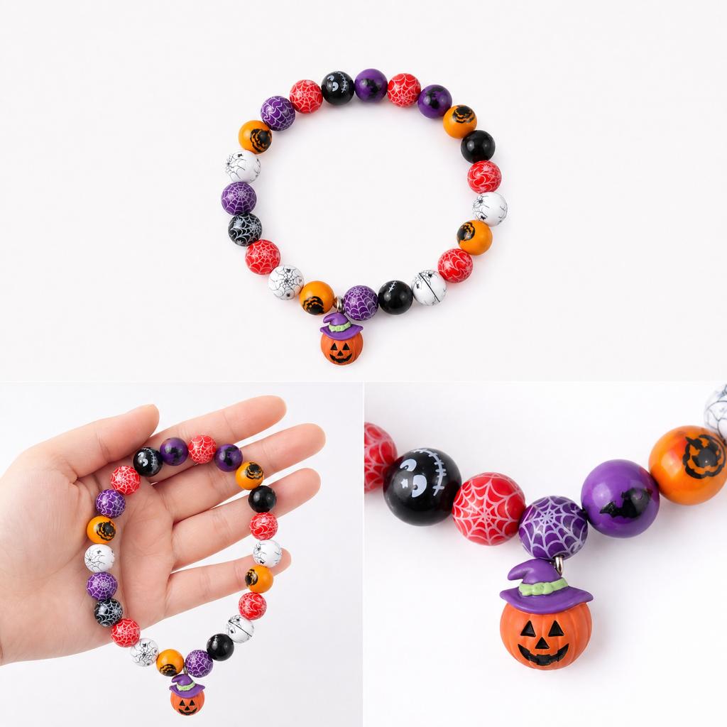 Halloween Beaded Collar for Cats and Dogs with Random Color Beads for Pet Costume Accessory