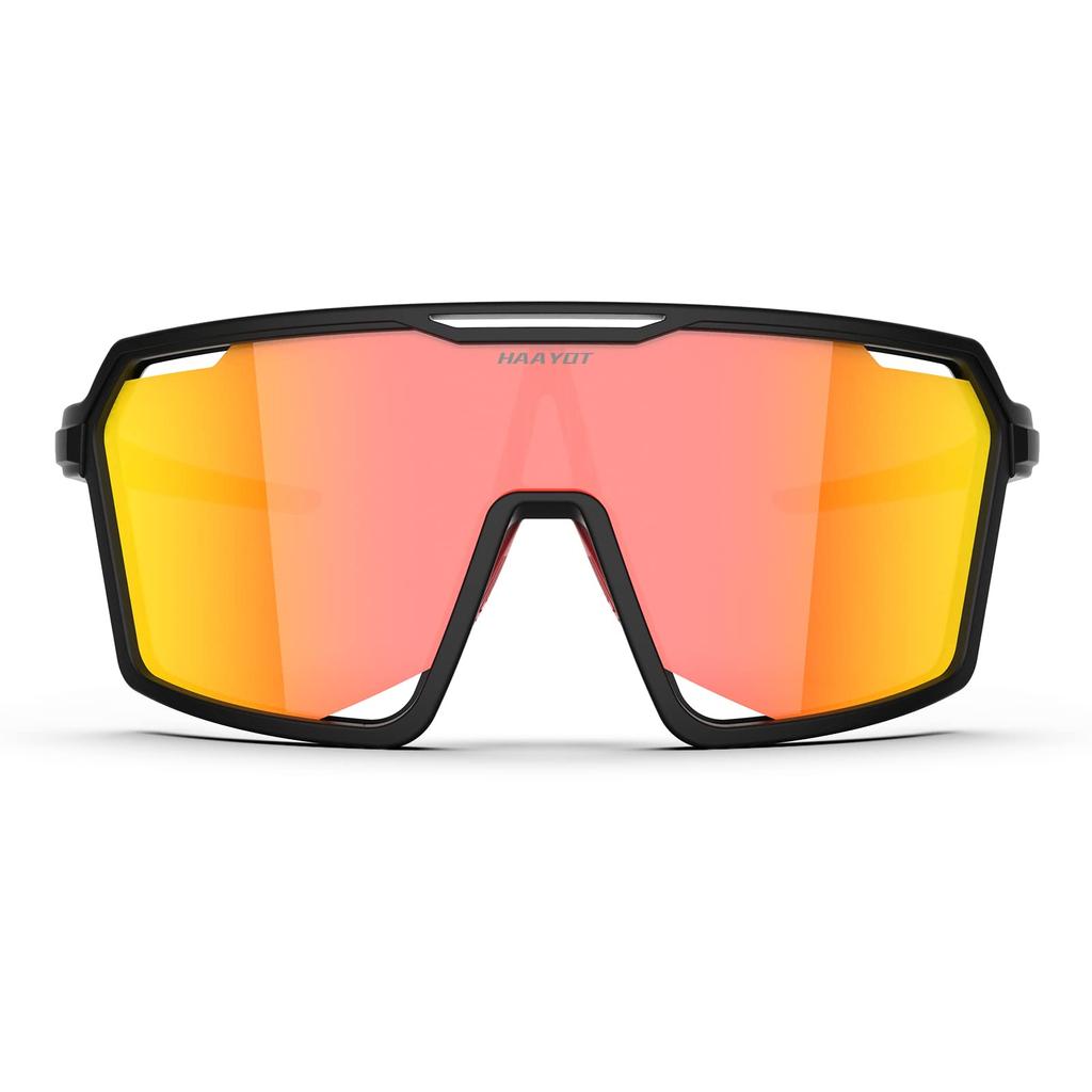 HAAYOT Sports Sunglasses for Men and Road Bike Cycling TR90 MTB Mountain Biking Matte Black Red Women, Sunglasses, Glasses, Frame, Goggles, Glasses,