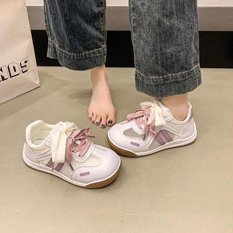 

Breathable mesh white shoes women s summer new lace-up big head shoes niche design sense 40 фиолетовый