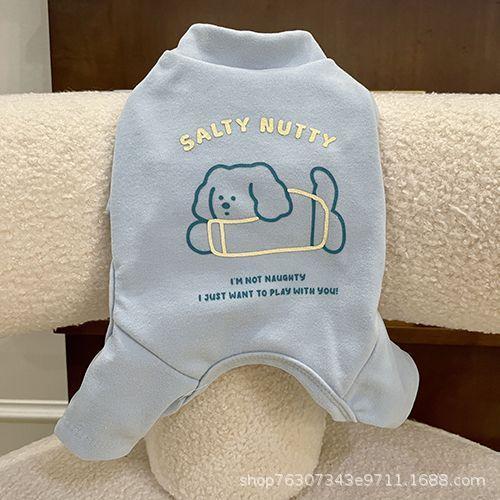 Pet Autumn and Winter Four Legged Base Shirt Pet Plush Four Legged Jumpsuit Teddy Elastic Pajamas Puppy Clothes Winter