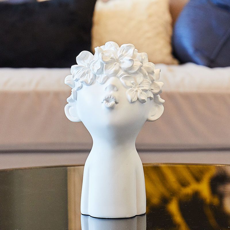 

Nordic Wedding Gifts Resin Flower Head Boy Ornaments Decor Home room Desk Statue Crafts Office Cafe Table Figurines Accessories