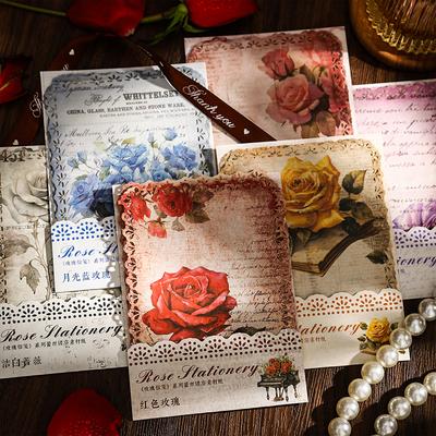 10pcs/pack Vintage Rose Floral Lace Paper Scrapbook Materials DIY Junk Journal Collage Photo Album Retro Background Paper