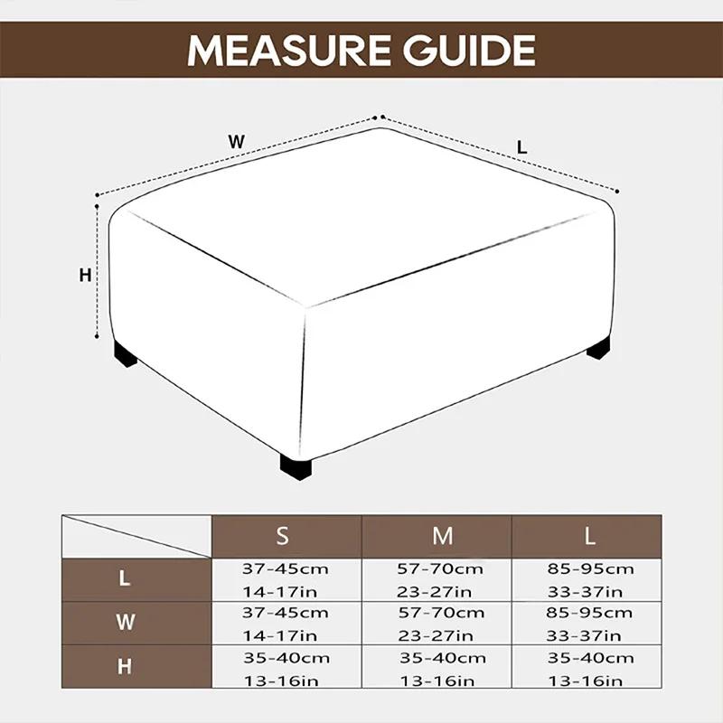Elastic Square Ottoman Stool Cover Solid Color  Stretch Spandex Footrest Covers Footstool Dustproof Protect Case Home Decor