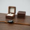 Multifunctional Small Jewelry Box Square Shape Organizer Mini Wooden Ring Box Soft Interior Holder for Proposal Wedding