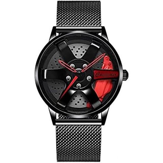 Mens creative wristwatch custom design waterproof sports 3D automotive wheel quartz S.