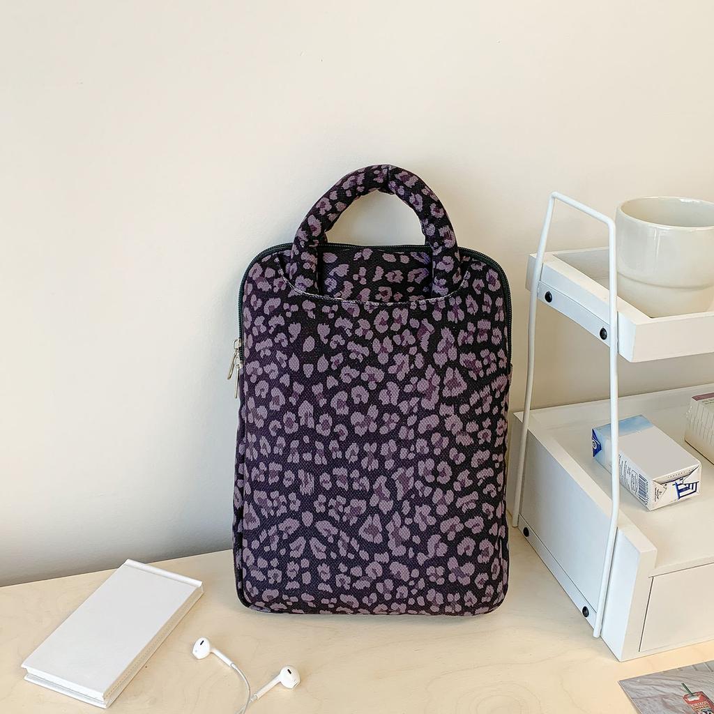 Estampa de Leopardo Capa Protetora Acolchoada à Prova de Choque Bolsa de Ombro para Armazenamento de Tablet Resistente ao Desgaste Bolsa Interna para Laptop Bolsa para Trajeto Trabalho Estudo