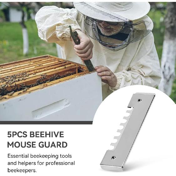 5Pcs Beehive Mouse Guard, Metal Beehive Mouse Guard and Entrance Reducer for 8 or 10 Frame Bee Hive Beekeeping Tool Equipment
