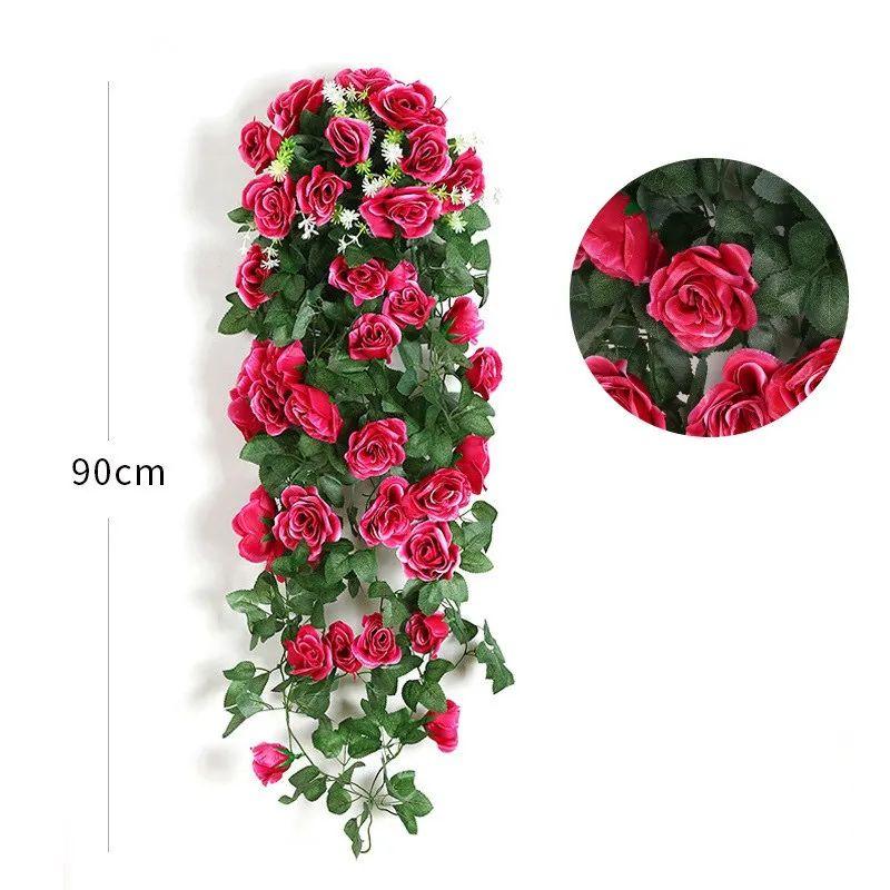 1/3pcs Artificial Flowers Rattan Fake Plants Vine Wall Hanging Roses Home DIY Wedding Garden Wreath Decor Christmas Decorative
