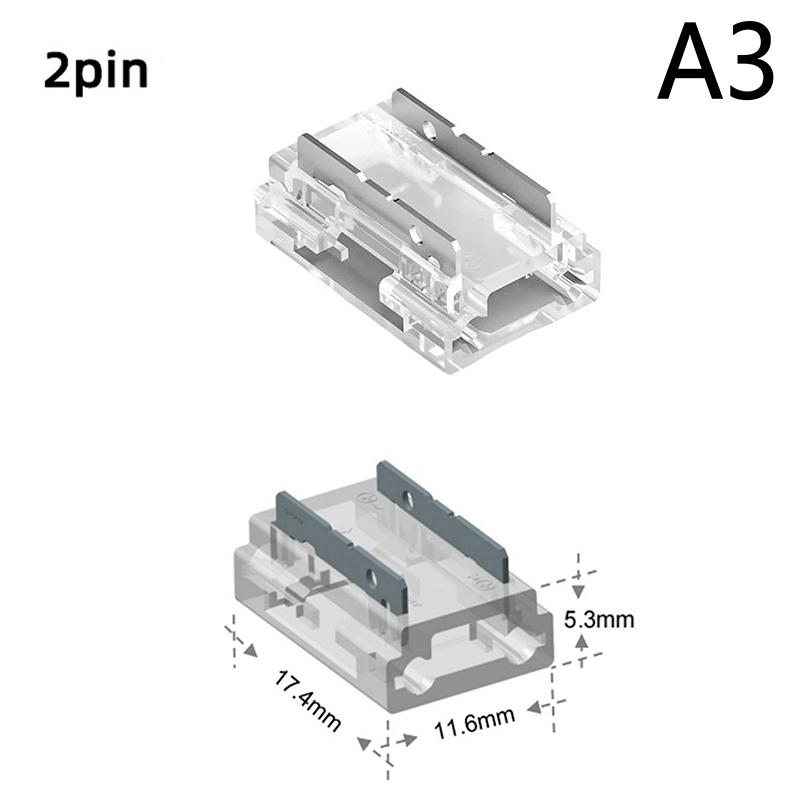 SMD/COB Welding-Free Transparent Led Connectors 5MM 8MM 10MM 2PIN For WS2811 WS2812B WS2815 5050 RGBW RGBCCT Led Light Strip