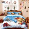 3pcs Christmas House Blue Goblin Print Duvet Set Multi Size Bedroom Dormitory Bedding Holiday Decoration Machine Washable