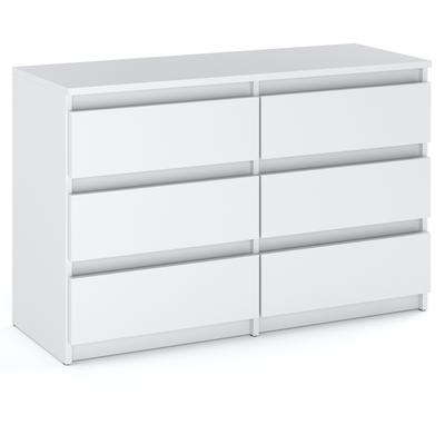 White Chest of Drawers with 6 Drawers 100 CM TV Cabinet Living Room Furniture Sideboard Wardrobe
