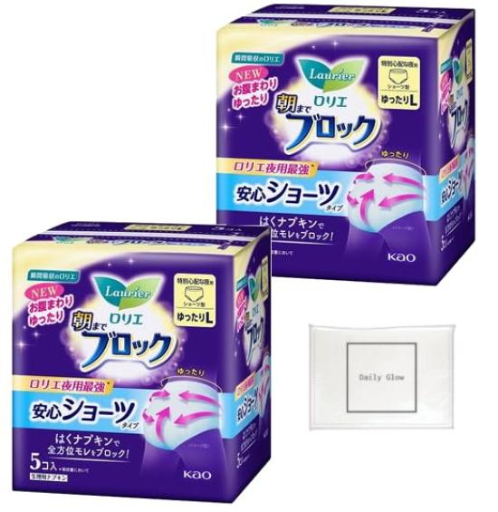 

Трусы-шорты Laurier Safety Loose L x 2 Всего 10 Оригинальные салфетки DailyGlow Shop Утренние блокирующие трусы, посадка, (5 штук, трусики) +