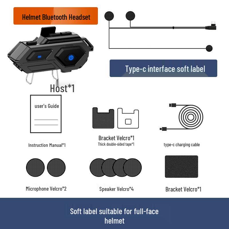 2025 Bluetooth 5.3 Motorcycle Helmet Headset with LED Lights, Waterproof Wireless Intercom Helmet Bluetooth Headset