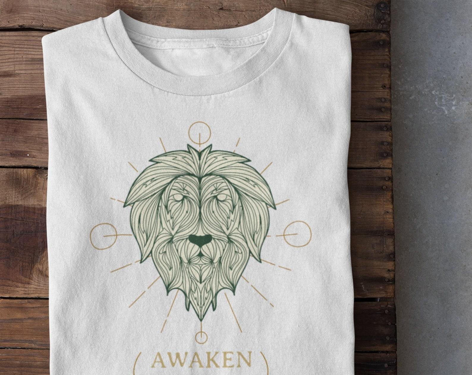 Mandala Lion T-shirt: Zen Yoga Sacred Geometry Design L