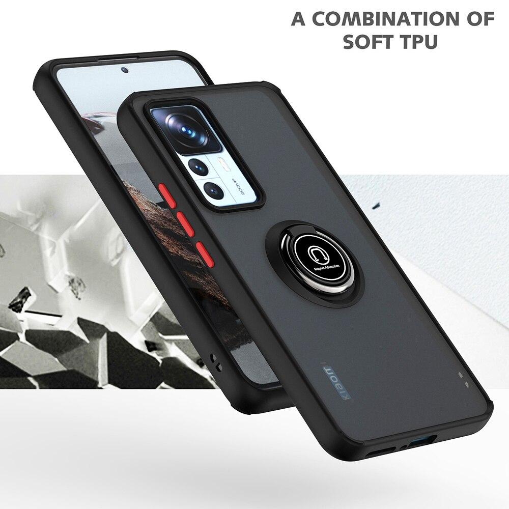 KEYSION Módní matné pouzdro pro Xiaomi 12T Pro 5G 11T Pro Transparentní nárazuvzdorný prstencový stojánek Zadní kryt telefonu pro Redmi K50 Ultra