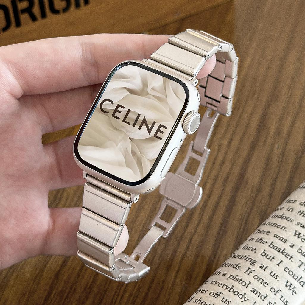 Applicable Apple Apple Watch Bamboo Stainless Steel Strap Iwach10 One Bead Women's Small Waist Watch Strap