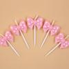 New Pink Birthday Cake Candles Creative Party 5 PVC Boxed Polka Dot Bow Candles