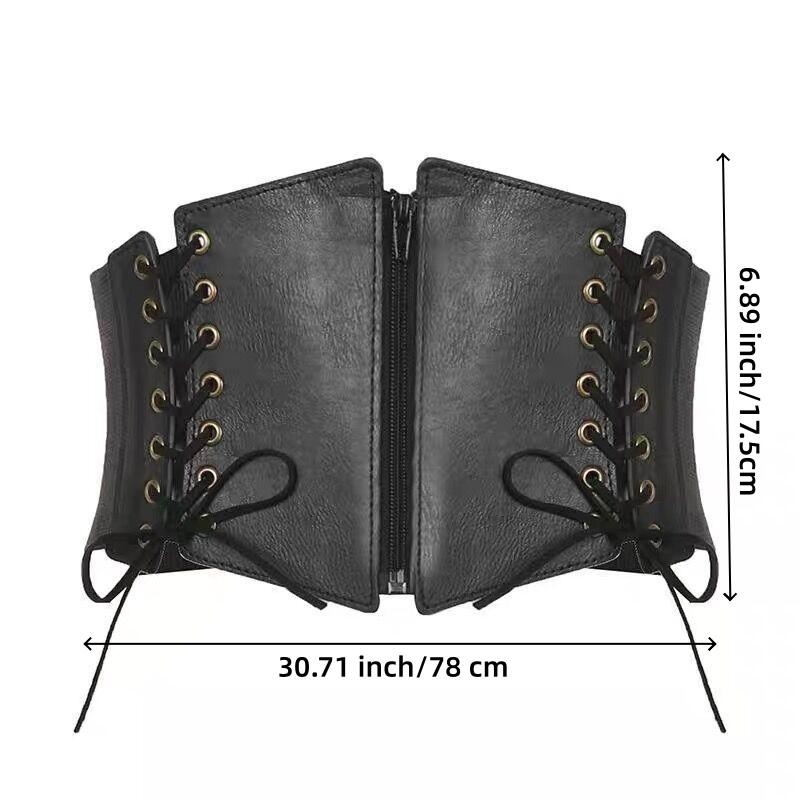 

Elastic Waist Cincher Vintage Steampunk Belt Pu Leather Corset Belt Adjustable Lace-Up Waist Belt For Outerwear Cosplay Dresses