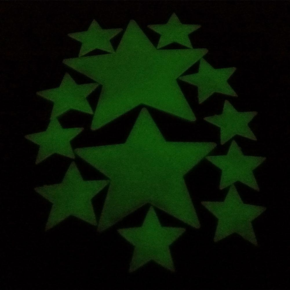 12Pcs Luminous Glow In Dark Stars Wall Sticker Home Bedroom Dormitory Decor