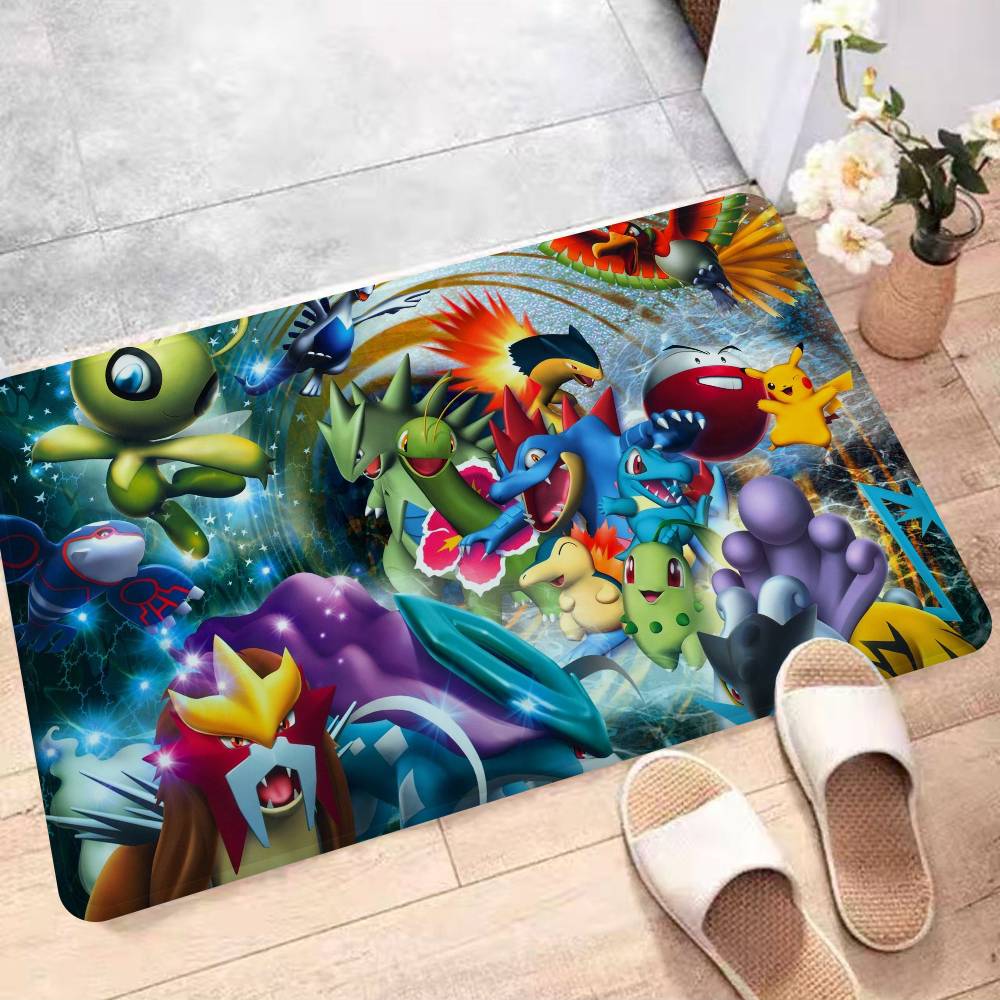 Cute P-Pokemones Anime Kitchen Mat Cheaper Anti-slip Modern Living Room Balcony Printed Modern Home Decor