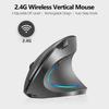 Vertical Mouse, 2.4G Rechargeable Upright Ergonomic Mouse with 3 Adjustable DPI Levels, RGB Fluorescent Light, Plug-in & Play, Gray