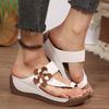 Women's Floral Decor Platform Flip Flop Sandals Thick Sole Open Toe Slip On Casual Summer Footwear