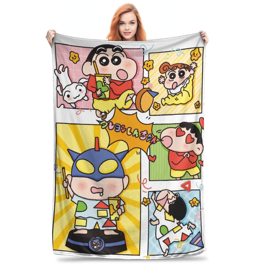 Crayons Shin-chans and Friends Blanket Quality Warm  Throw Blanket Winter Kids Couch Chair Sofa Bed Aesthetic Bedspread