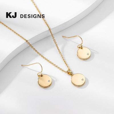 Kenjie Fashion Classic Round Zircon Pendant Necklace & Earring Set for Women