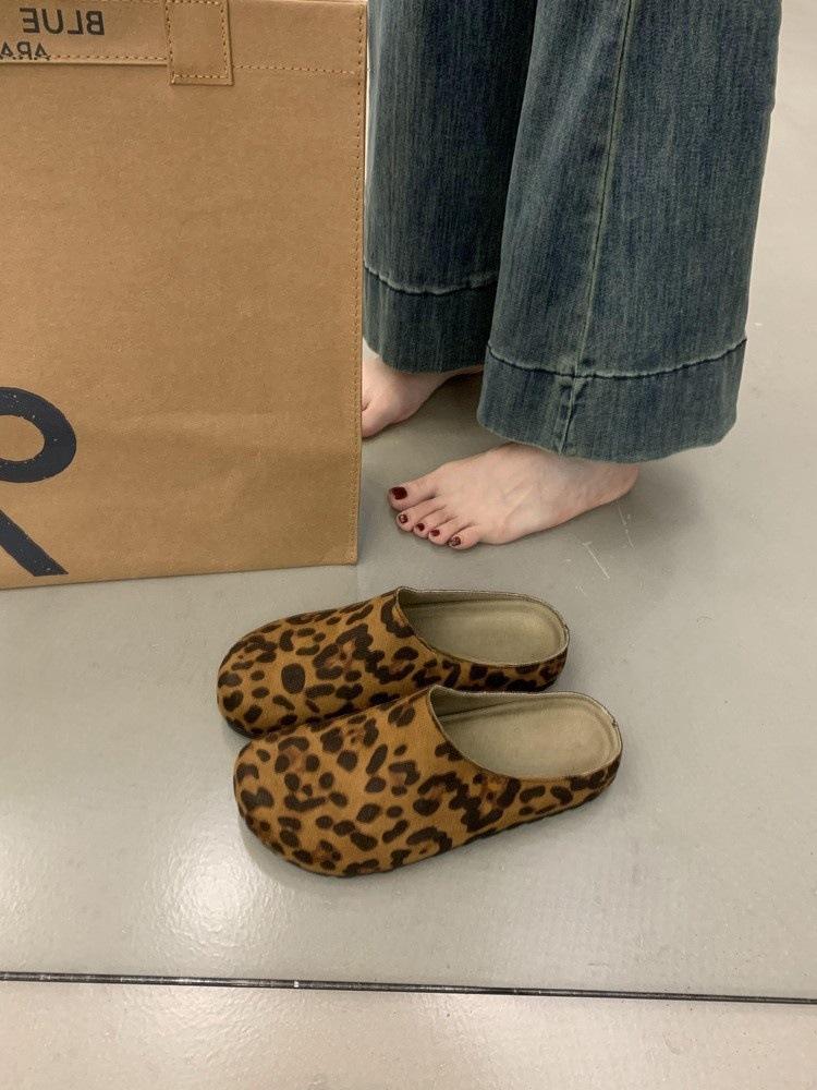 

Интернет-знаменитость взрыв толстая подошва сумка голова полушлепанцы женские носить ленивые одна педаль леопардовый принт обувь ниша 35 цветной печати леопарда