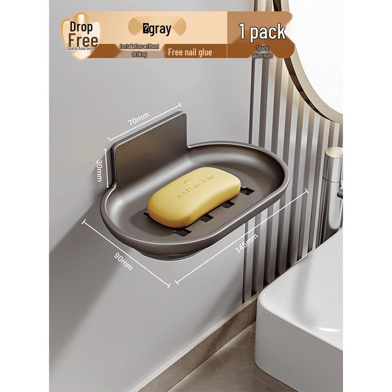 Wall-Mounted Space Aluminum Soap Holder with Drip Tray – Detachable, Washable, and No Water Accumulation