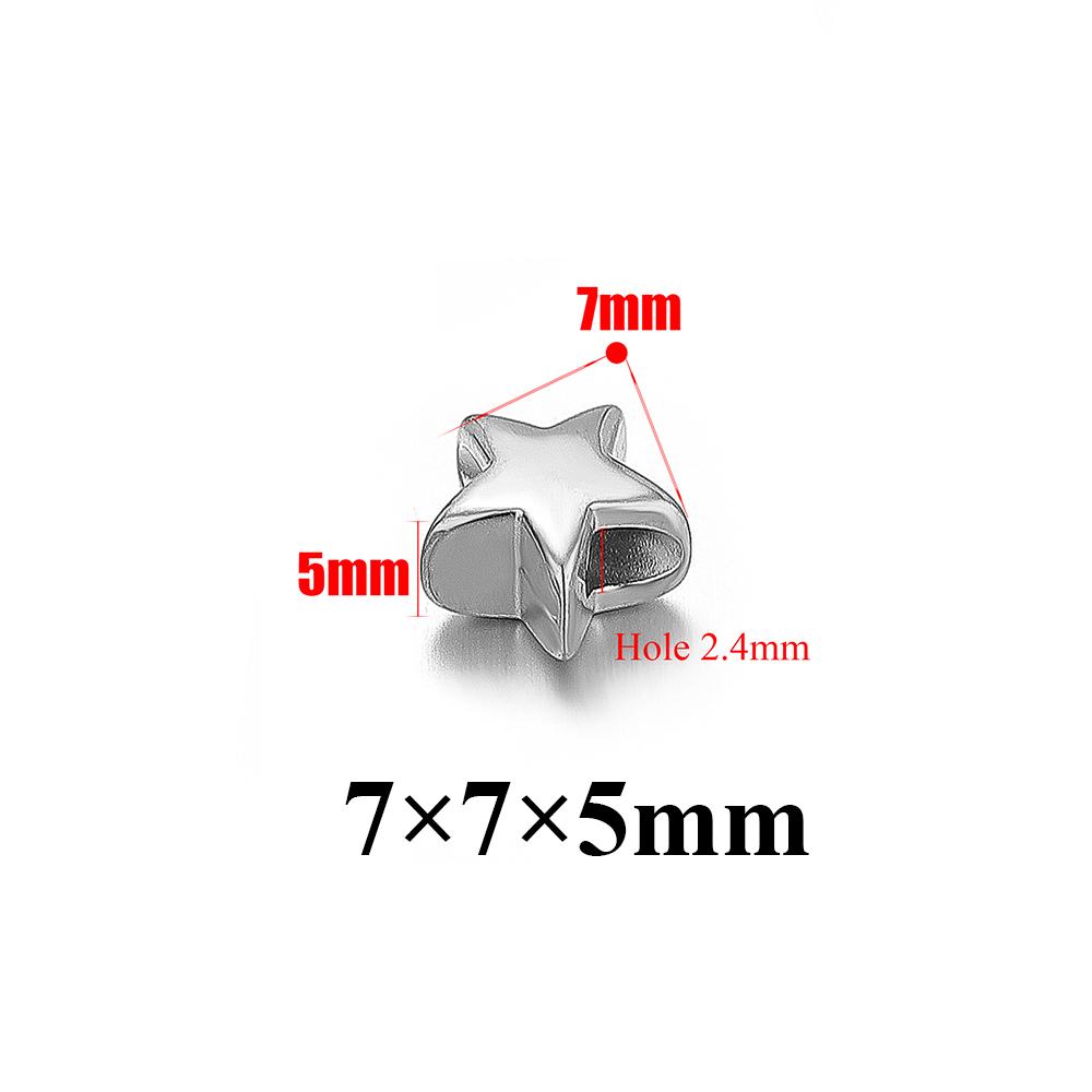 10Pcs Stainless Steel  8mm 10mm Star Heart Spacer Beads Bracelet Findings Women Necklace Earrings Making DIY Jewelry Accessories