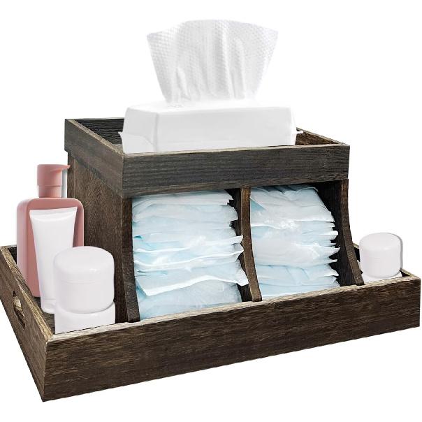 Diaper Caddy Organizer, Durable Wooden Changing Station Table Diaper Organizer, Baby Nursery Organization Diaper Storage for Wipe Dispenser, Wipe