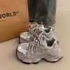 Fleece muffin platform dad shoes women's autumn and winter new small height-increasing shoes versatile casual sports shoes