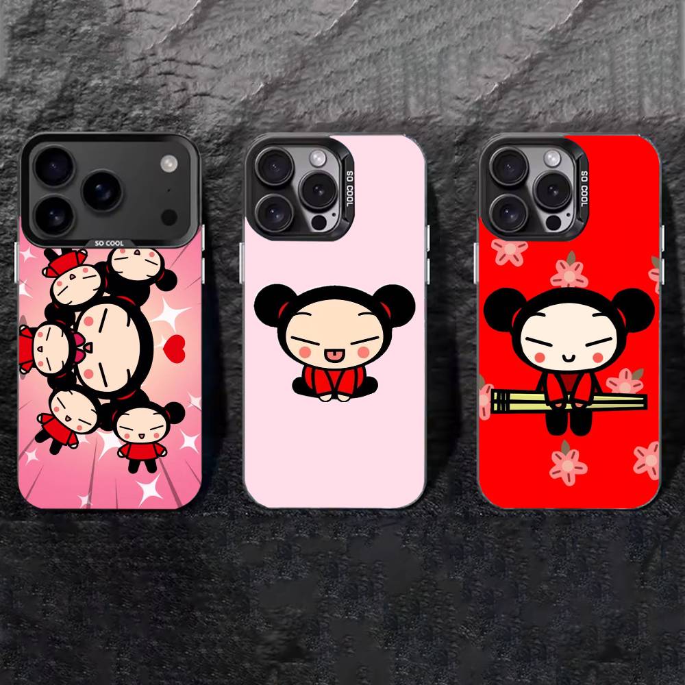 Pucca Cute Love Phone Case For iPhone 17,16,15,14,13,12,11 Plus,Pro Max,XS,Colored silver phone case