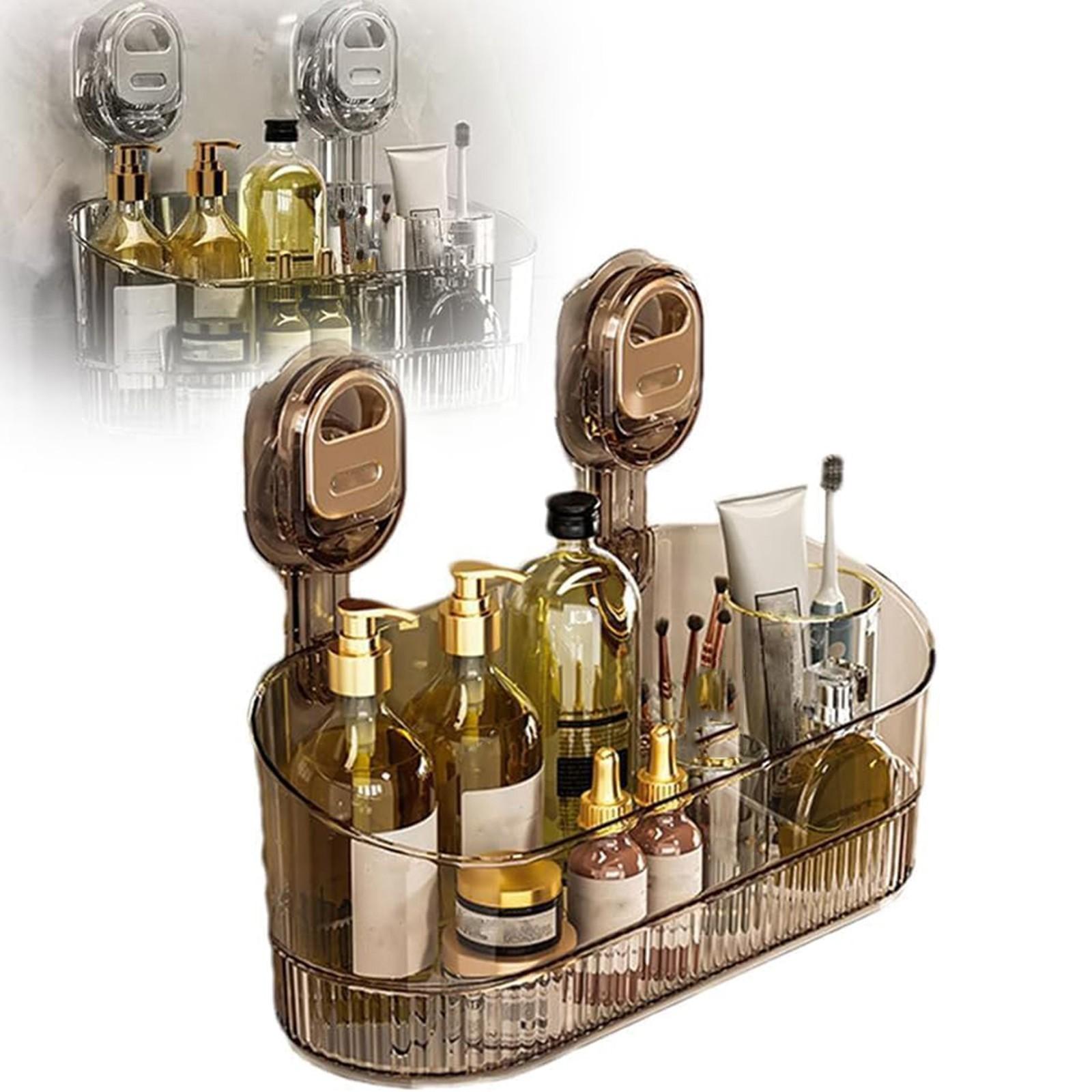 

Ящик для хранения на присоске для ванной комнаты без сверления, большой вместимости и прочная несущая способность One Size золотой