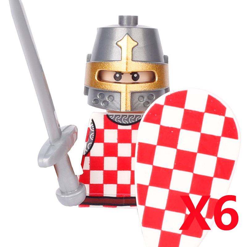MOC Medieval Knight Castle Figures Building Blocks Weapon Wolf Swordsmen Guard Bow Arrow Shield Flags Warhorse Toys Gifts S002