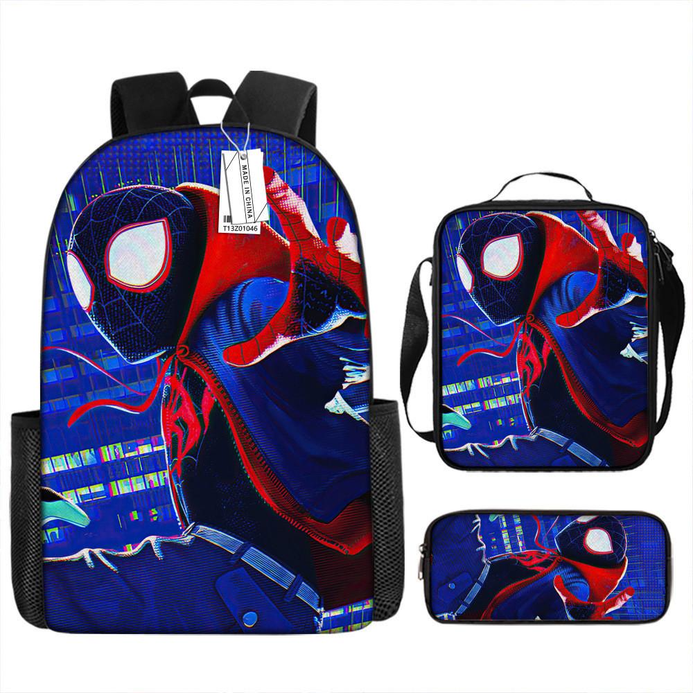 Spiderman School Backpack Set With Oxford Fabric Breathable Waterproof For Kids
