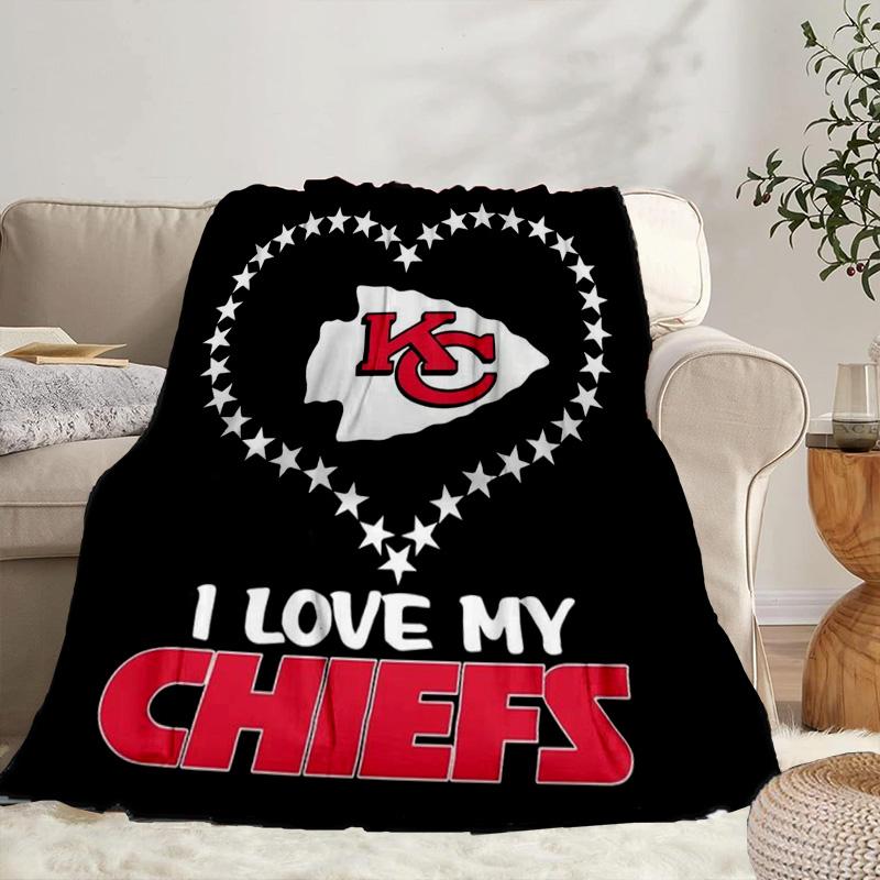 Kansas City Chiefs Pattern Portable Blanket/Soft Blanket Bedding Blanket Suitable for Travel Camping Living Rooms Offices Sofas Fan Gifts
