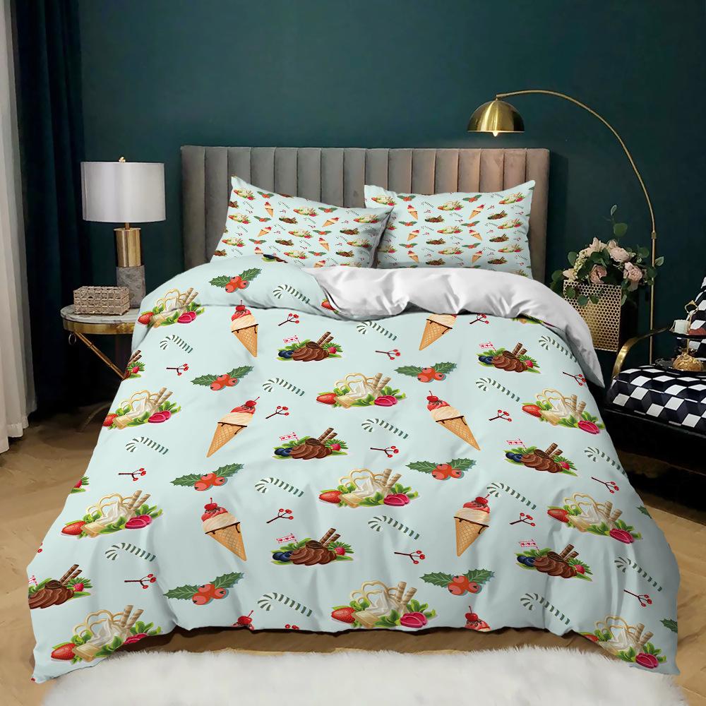 Korean Simple Three-Piece Set Love Leaf Kit Quilt Cover Bedding