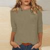 Women's  Casual O-Neck Three Quarter Sleeve Solid Color Top
