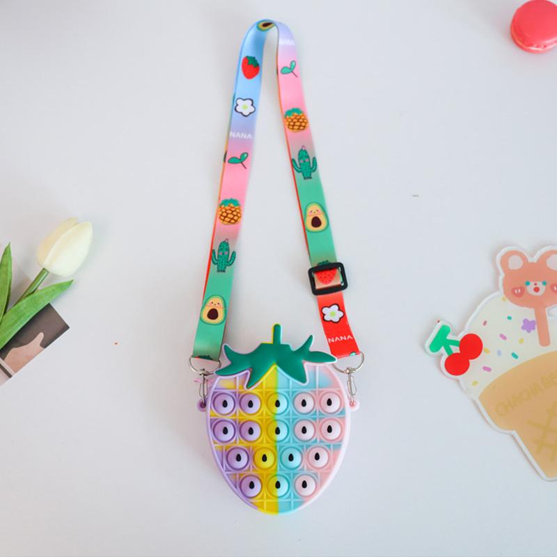 Hot Rianbow Cross Bag Fidget Toys For Children Christmas Gifts Push Its Bubble Stress Relief Sensory Toys Coin Purse Girls
