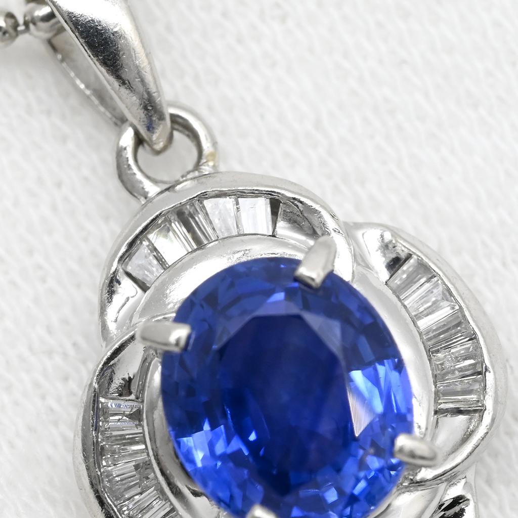 NON BRAND - Blue sapphire and diamondNecklace Pt900/sapphire Array
