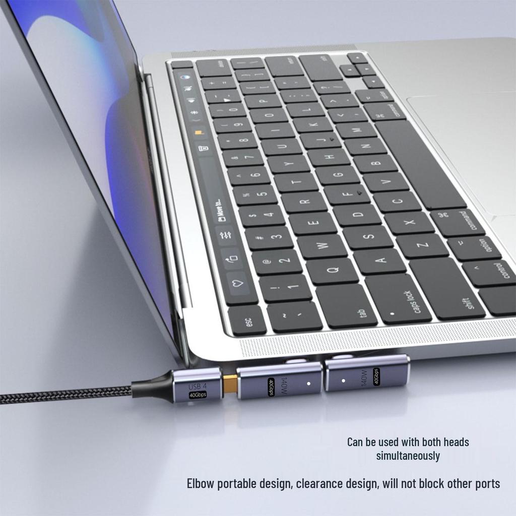 Magnetyczny Adapter USB4 Typu C, 140W, Wideo 8K@60Hz, Pełna Funkcjonalność 40Gbps, Szybkie Ładowanie PD, Kątowy Design.