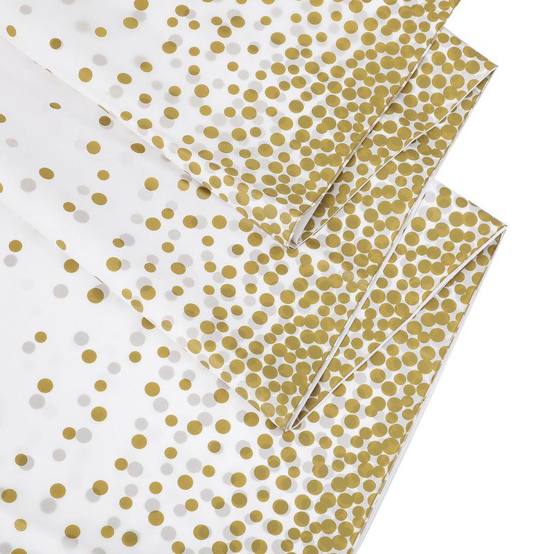 PEVA White Gold Polka Dot Tablecloth - Waterproof & Oilproof for Parties, Festivals, Picnics, Gatherings