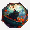 Halloween Black Cat Pumpkin Decorative PlateUmbrella, Portable 3-Fold Compact Umbrella,Christmas Gift ES382