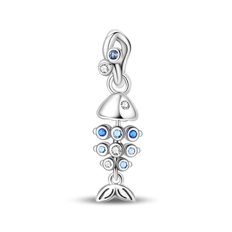 925 Silver Luminous Blue Ocean Series Octopus Starfish Charms Beads For Women Fit Bracelet DIY Jewelry Gifts