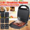 Electric Waffle Maker Mini Sandwich Machine Breakfast Maker Multi Cookers Toasters Electric Ovens Hot Plates Bread Pancake 3 In 1 1200W
