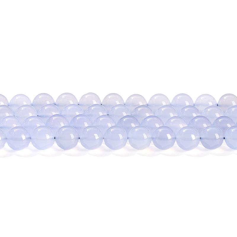 Jingde Jewelry 5A Natural Blue Chalcedony Round Beads: Icy Transparent Blue Agate for Handmade DIY Accessories