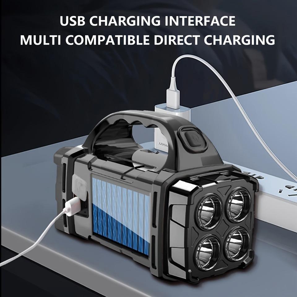 Solar Portable Light Outdoor Emergency External Strong Light Charging L Flashlight USB Dual Light Source Camping Exploration