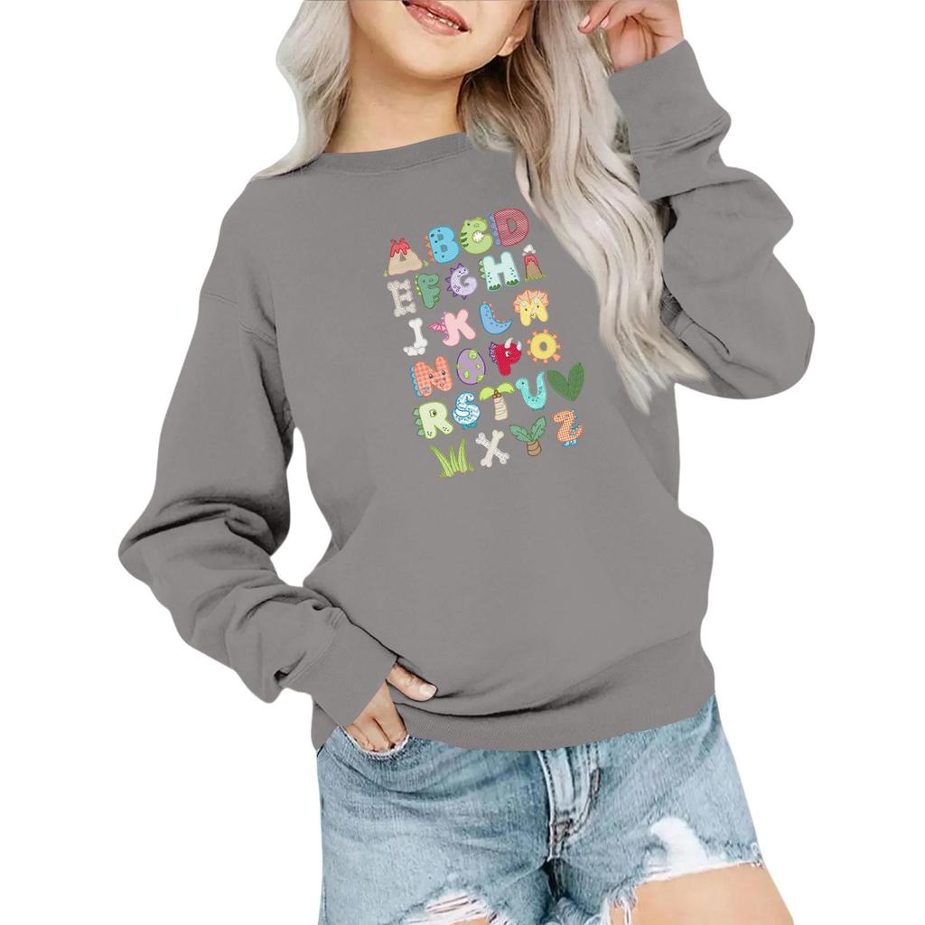 Kids' Fashion Loose-Fit Casual Long-Sleeve Christmas Print Oversized Crewneck Sweatshirt